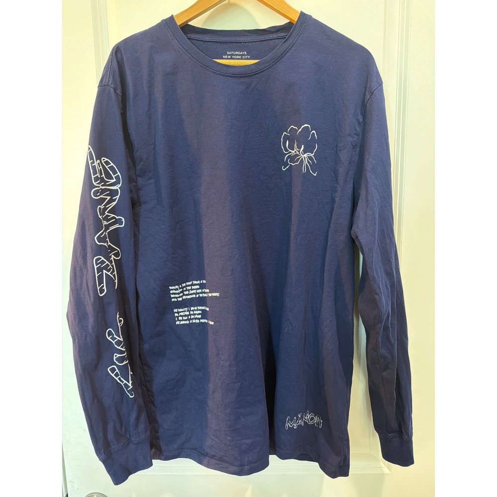 Saturdays NYC Mens XXL Navy Blue Manoa Graphic Long Sleeve T-Shirt Streetwear
